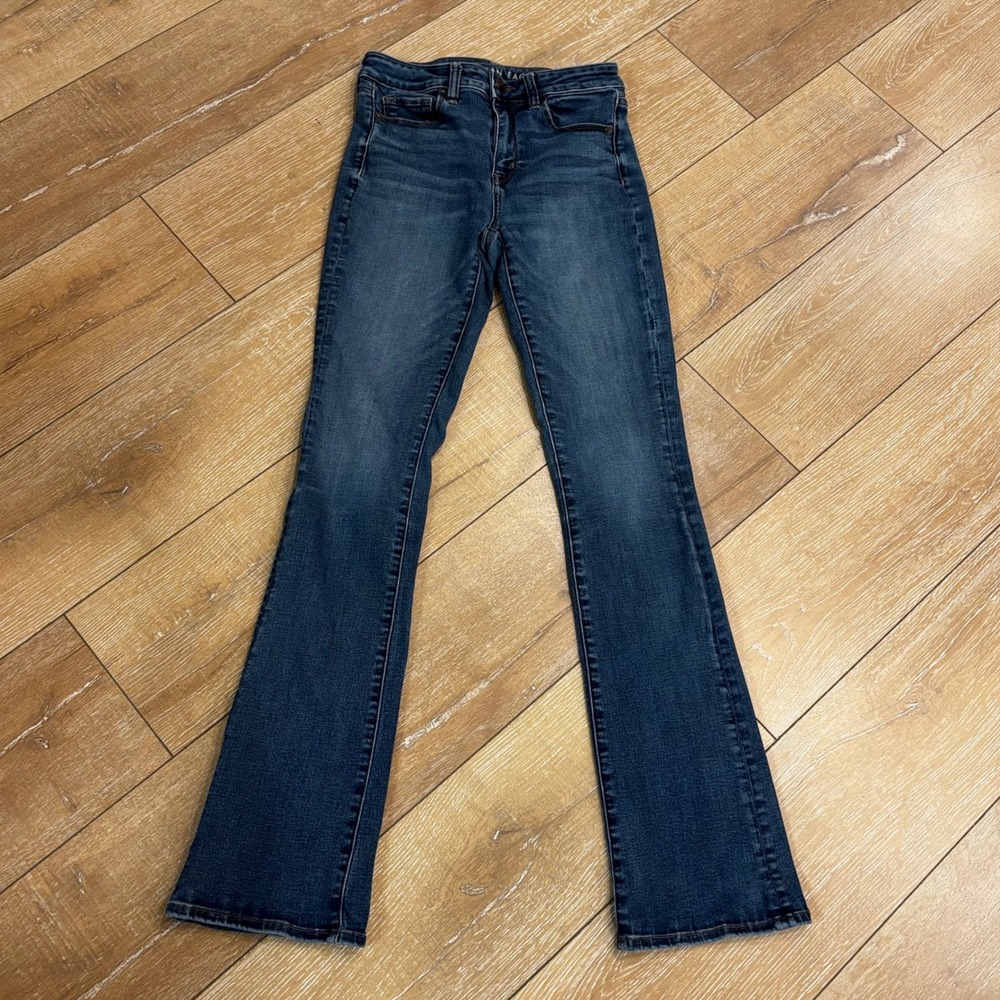 American Eagle Slim Bootcut Jeans Dark Wash High Waisted Size 4 Long